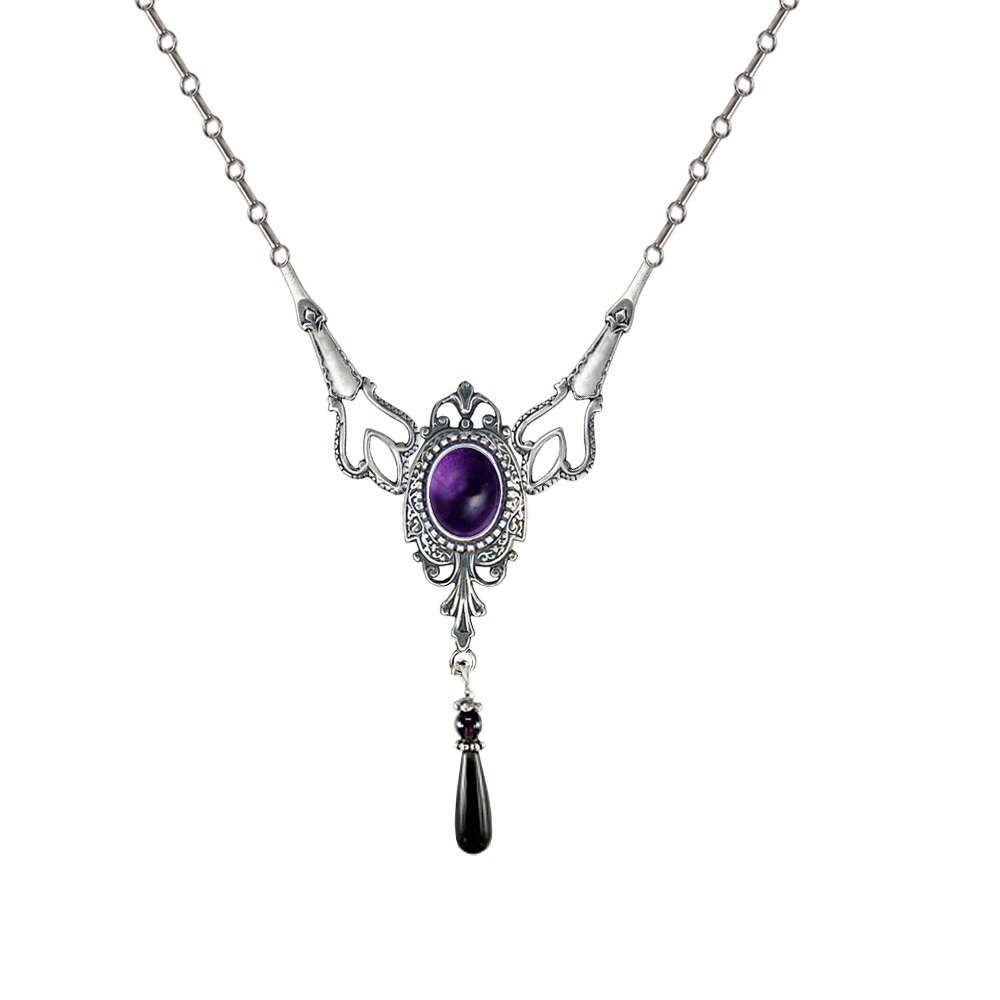 Sterling Silver Victorian Necklace With Amethyst